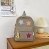 Schoolbag small schoolbag for women, Korean style INS corduroy star pattern, high school student small backpack, large capacity student backpack