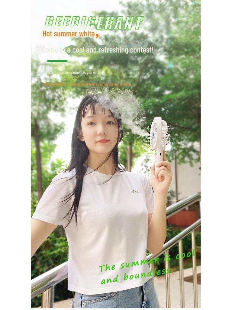 Handheld/Desk Mist Cooling Fan with Digital Display & Silent, Brushless Operation