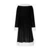 Women's Fashionable Loose-Fit Long-Sleeved Plush V-Neck Solid-Colour Party Dress