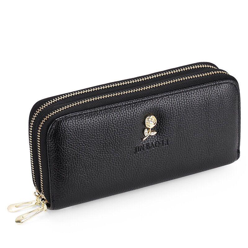 Korean Style Large Capacity Double Zipper Ladies Long Clutch Wallet and Coin Purse