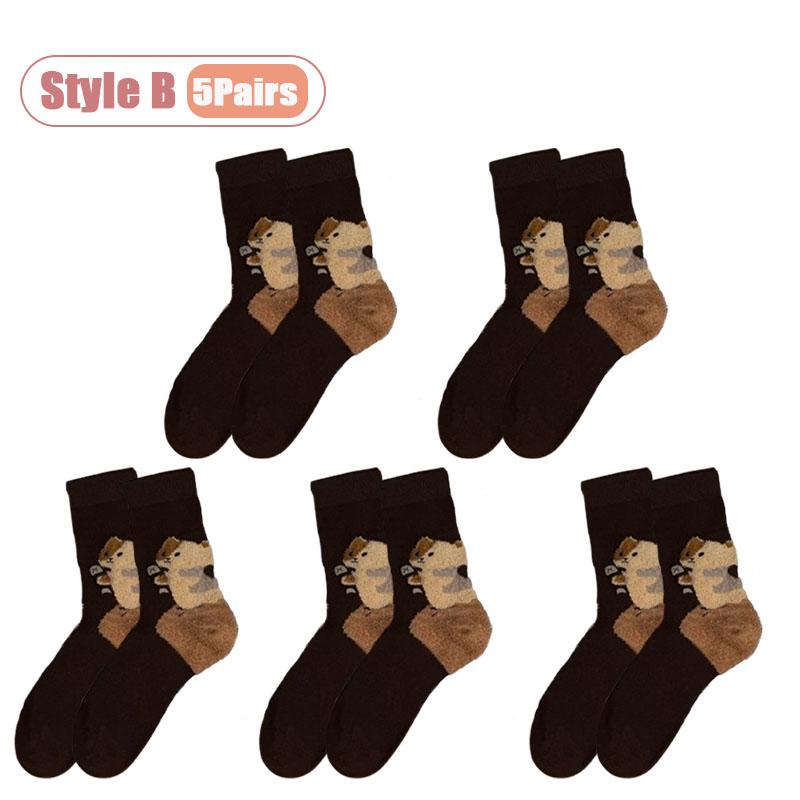 Boneless Cat Feather Yarn Socks High Tube Stackable Design Breathable Warm Winter Cartoon Womens Mid Calf Ankle Socks