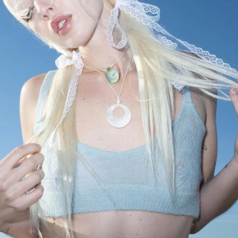 Round Design Sense Versatile Personality Temperament Natural Shell Round Medium Circle Pendant Necklace