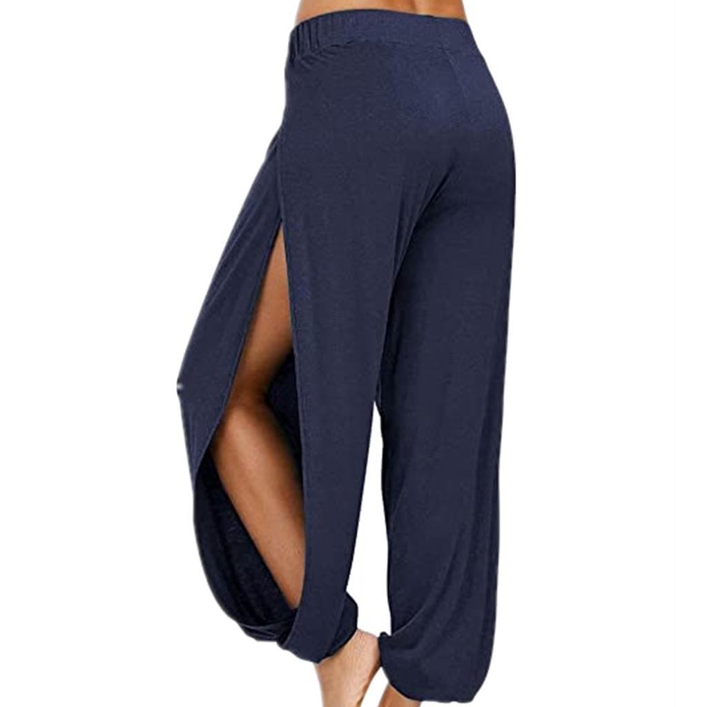 Pantaloni de damă, de culoare solidă, cu desfășurare înaltă elastică, pentru alergare, yoga, timp liber