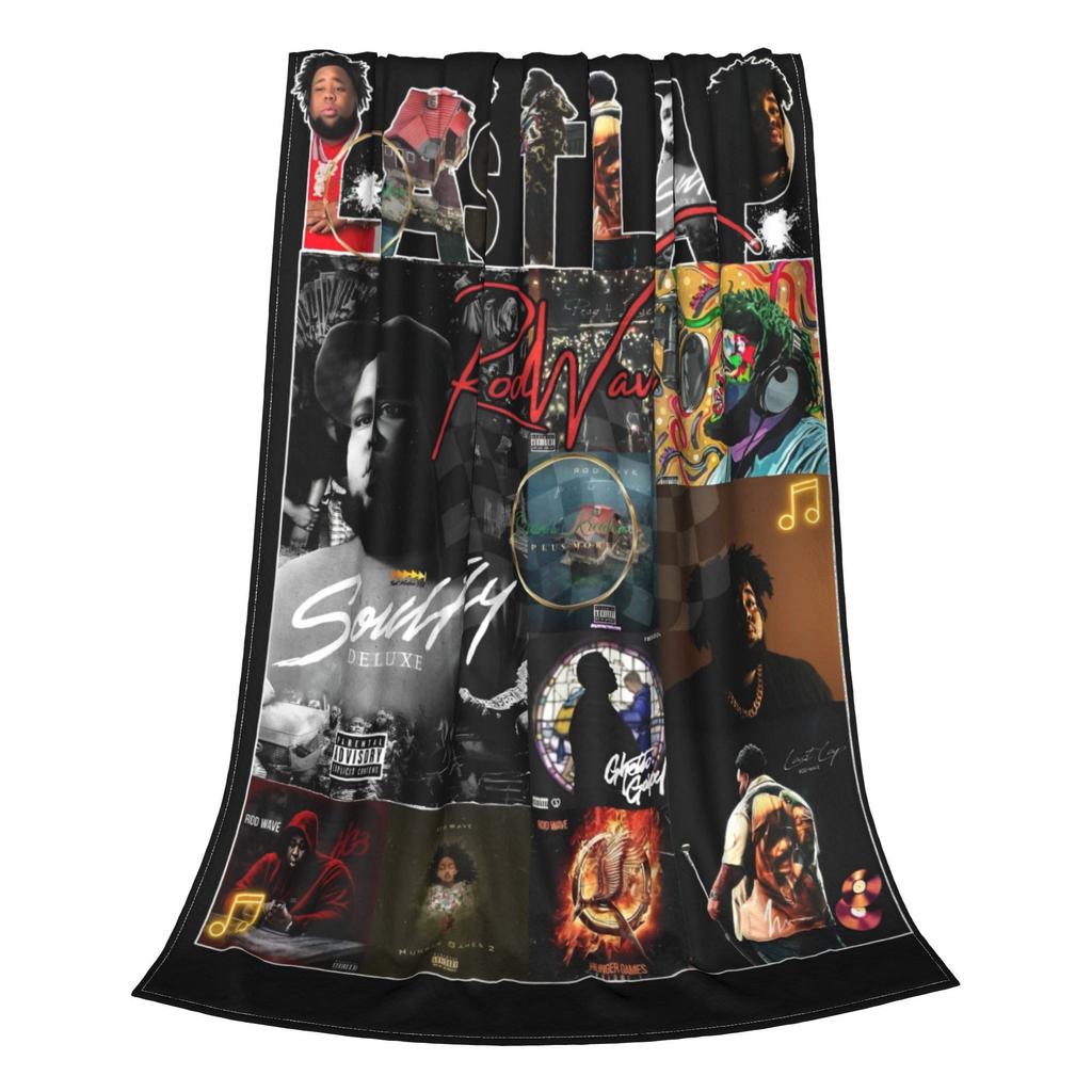 Rod Wave Hip Hop Rapper Blanket Cover Singer Last Lap Album Flannel Throw Blanket Portable Lightweight Multi-function Thin Quilt