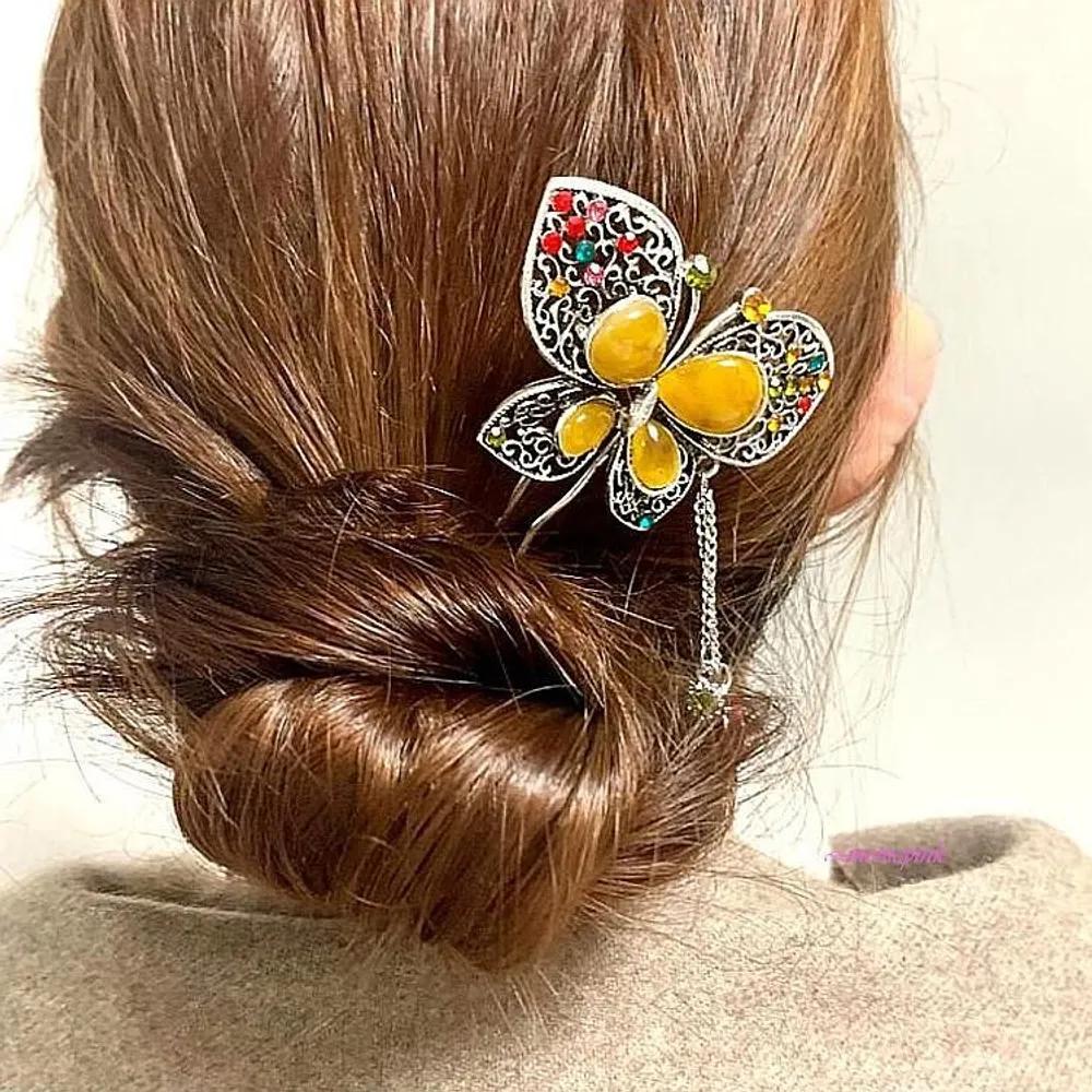 Back hairpin hair ornament decoration butterfly Hanbok hair mother of the bride updo back hairpin hairpin hair clip hair pin hair ornament tuv631 5