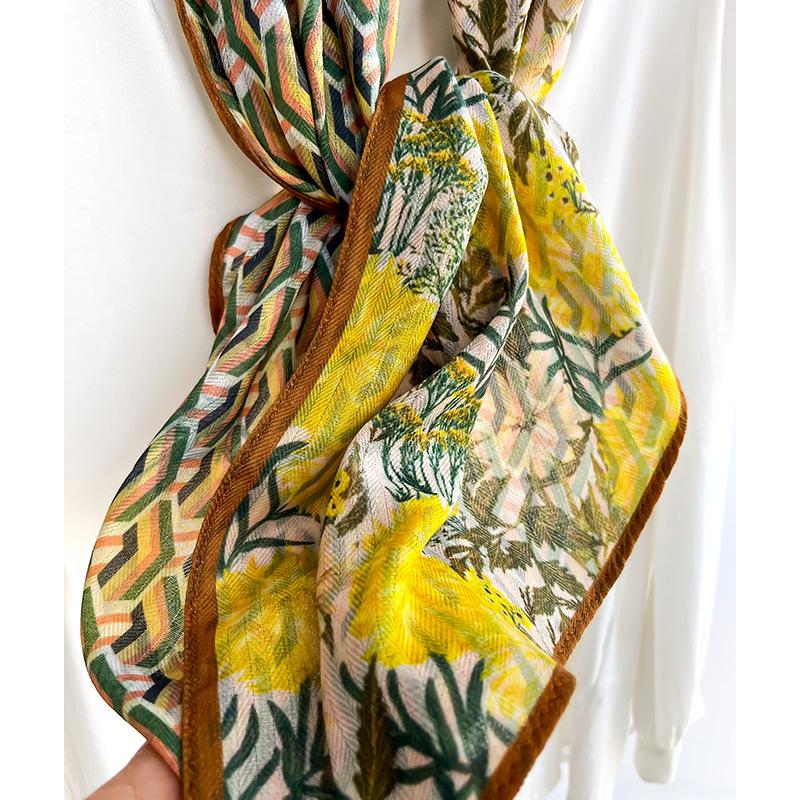 New Retro Small Floral Versatile Age-reducing Long Scarf Streamer Multifunctional Headband Neck Scarf Professional Women's Summer
