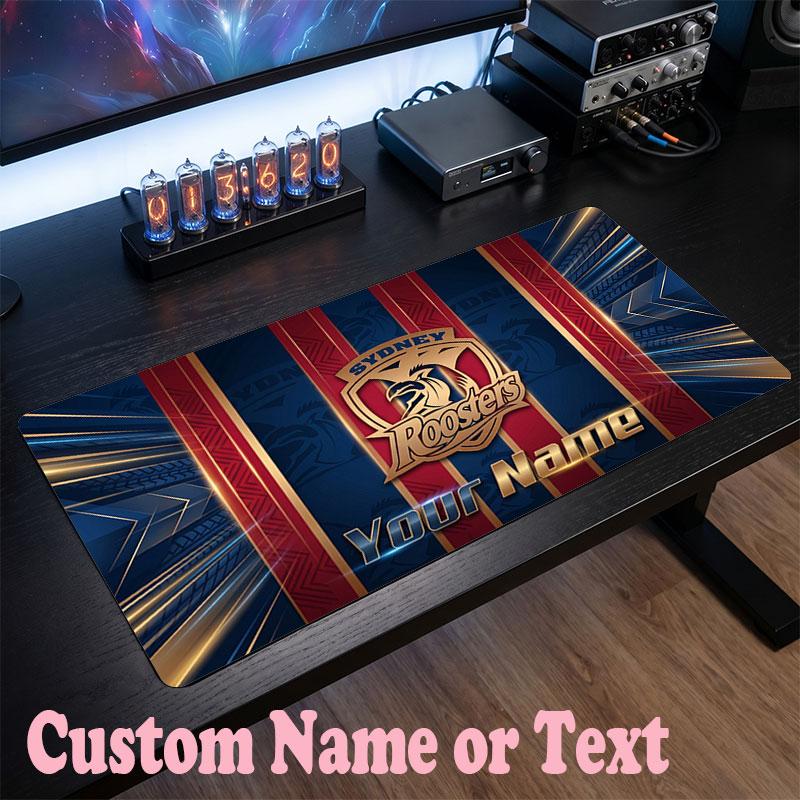 Sydney Roosters Customized Name Text Mouse Pad, Large Desk Mouse Mat Personalized Home Office Present