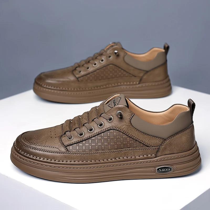 British Men's Trendy Shoes Thick Soled Cowhide Leather Increased Height British Shoes High-end Business Men's Casual Shoes