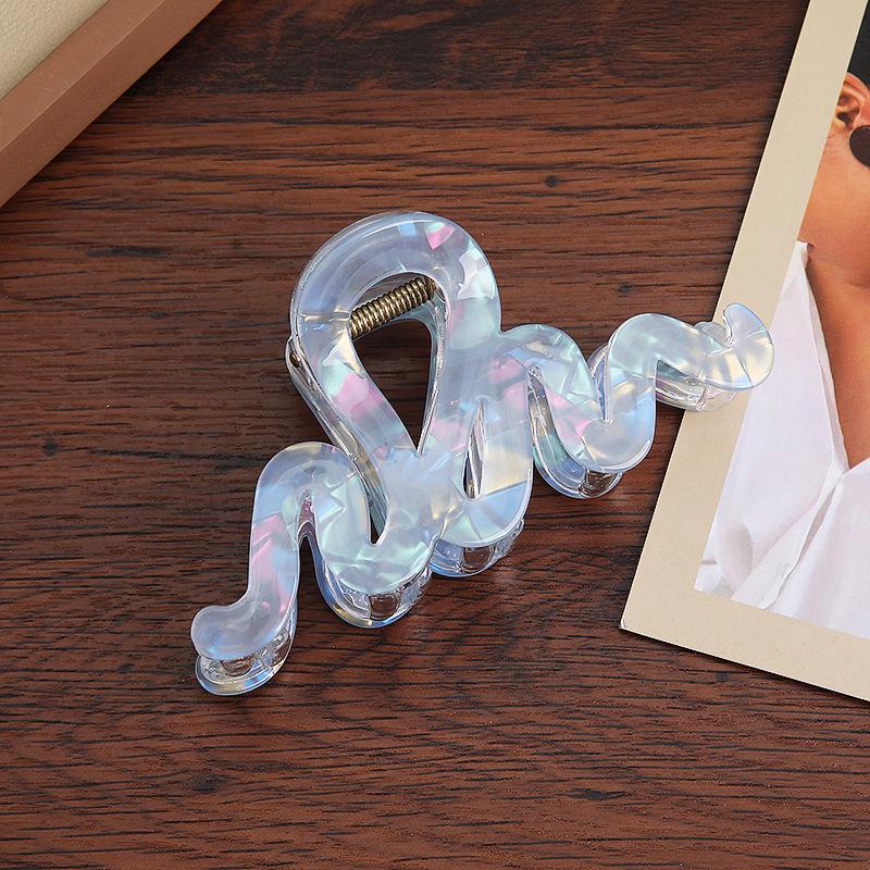 High-Grade Acrylic Jelly Color Hair Claw – Mermaid Princess Wave Clip