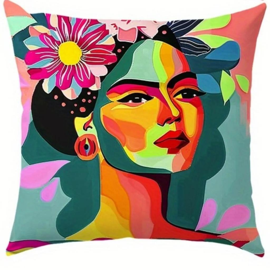 Decorazioni per la Casa Colorate Viso di Donna Modello Artistico Federe per Cuscini Copricuscino Modello Adatto per Divano Camera da Letto Auto