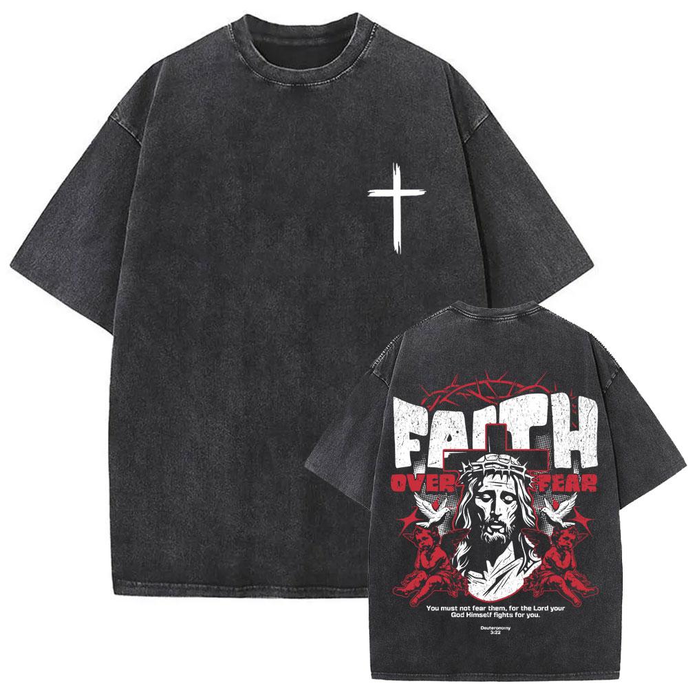 Awesome Christian Jesus Bible Verse Vintage Washed Tshirts Men Women Casual Cotton Oversized T Shirts Hip Hop Retro Streetwear