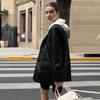 Black Long PU Leather Suit Jacket Women's Loose Spring Autumn Coat with Elegant Style Plus Size Leather Jacket