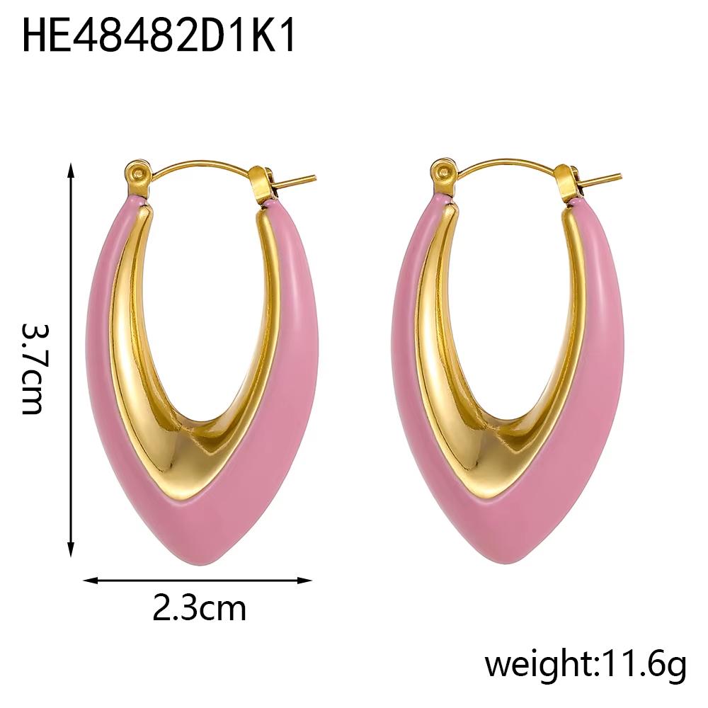 CARLIDANA New Simple and Fashionable U-shaped Stainless Steel Plated 18K Gold Plated Non-fading Oil Drop Earrings for Women