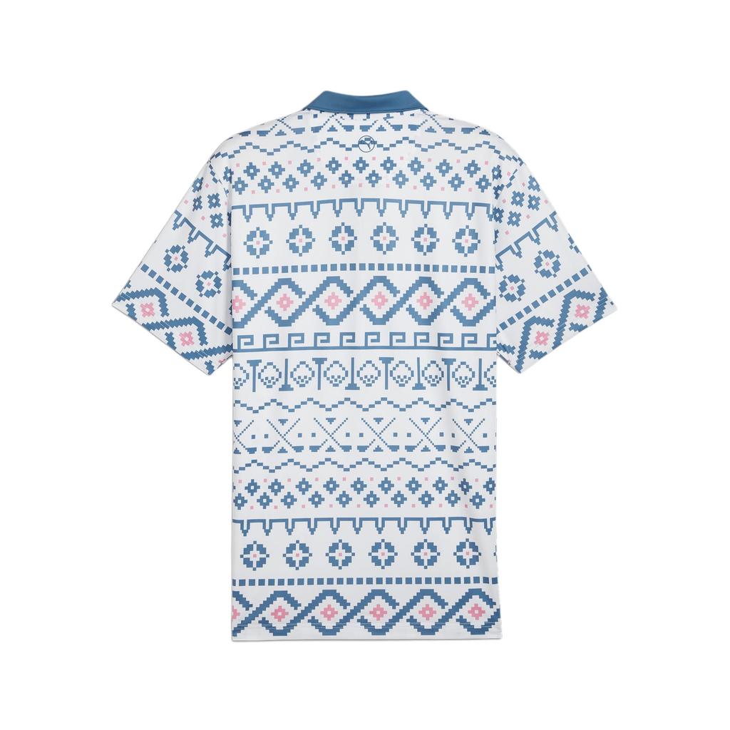 Puma Fair Isle Print Golf Polo Shirt Men Tops White 626836-01