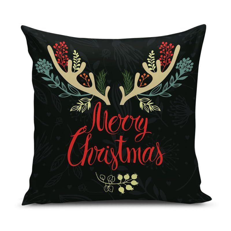 Soft Fabric Designer Decorative Printed Merry Christmas Theme Cushion Cover Xmas Decorations for Sofa Living Room Set of 5 16 X 16 Inch Multi