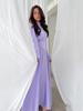 2024 Elegant Solid Color Waist-Cinching Breathable Summer Long-Sleeved Dress