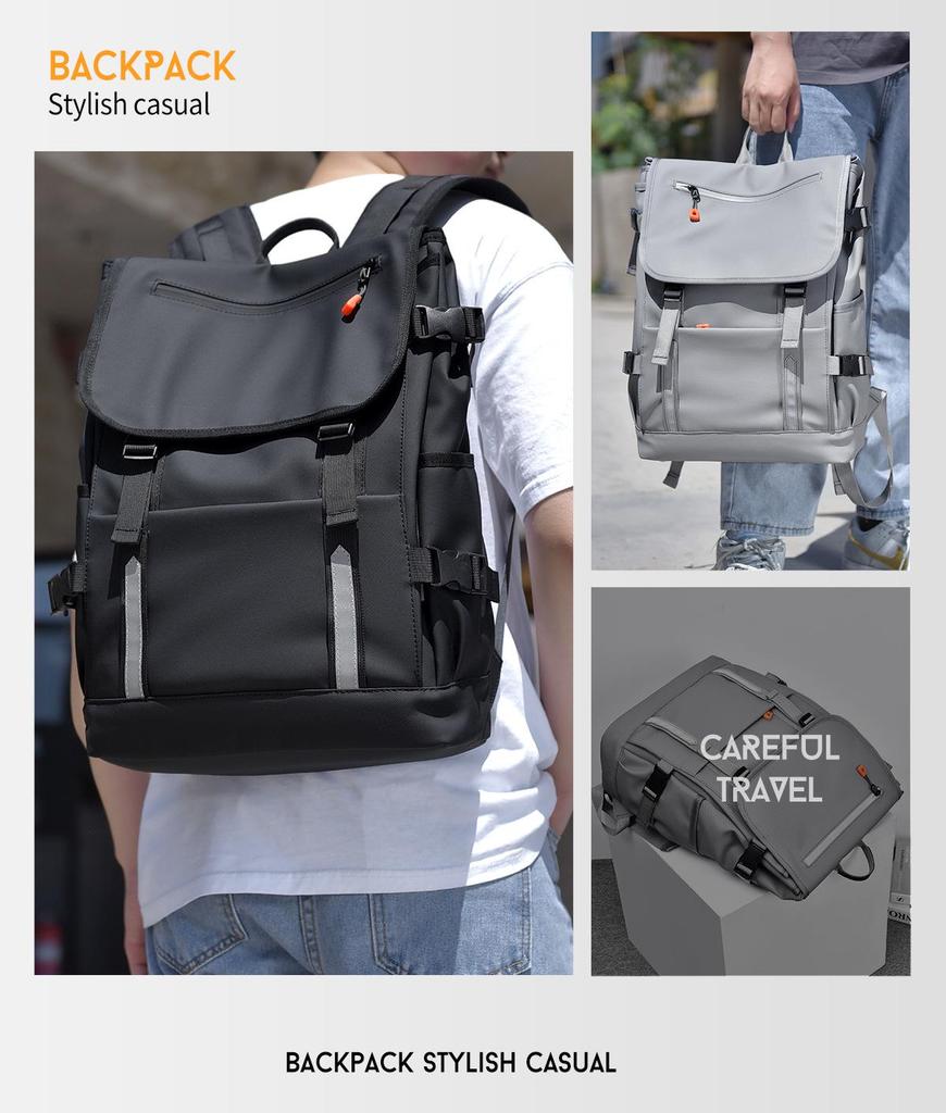 High-Capacity Reflective Casual Backpack with Multifunctional Design