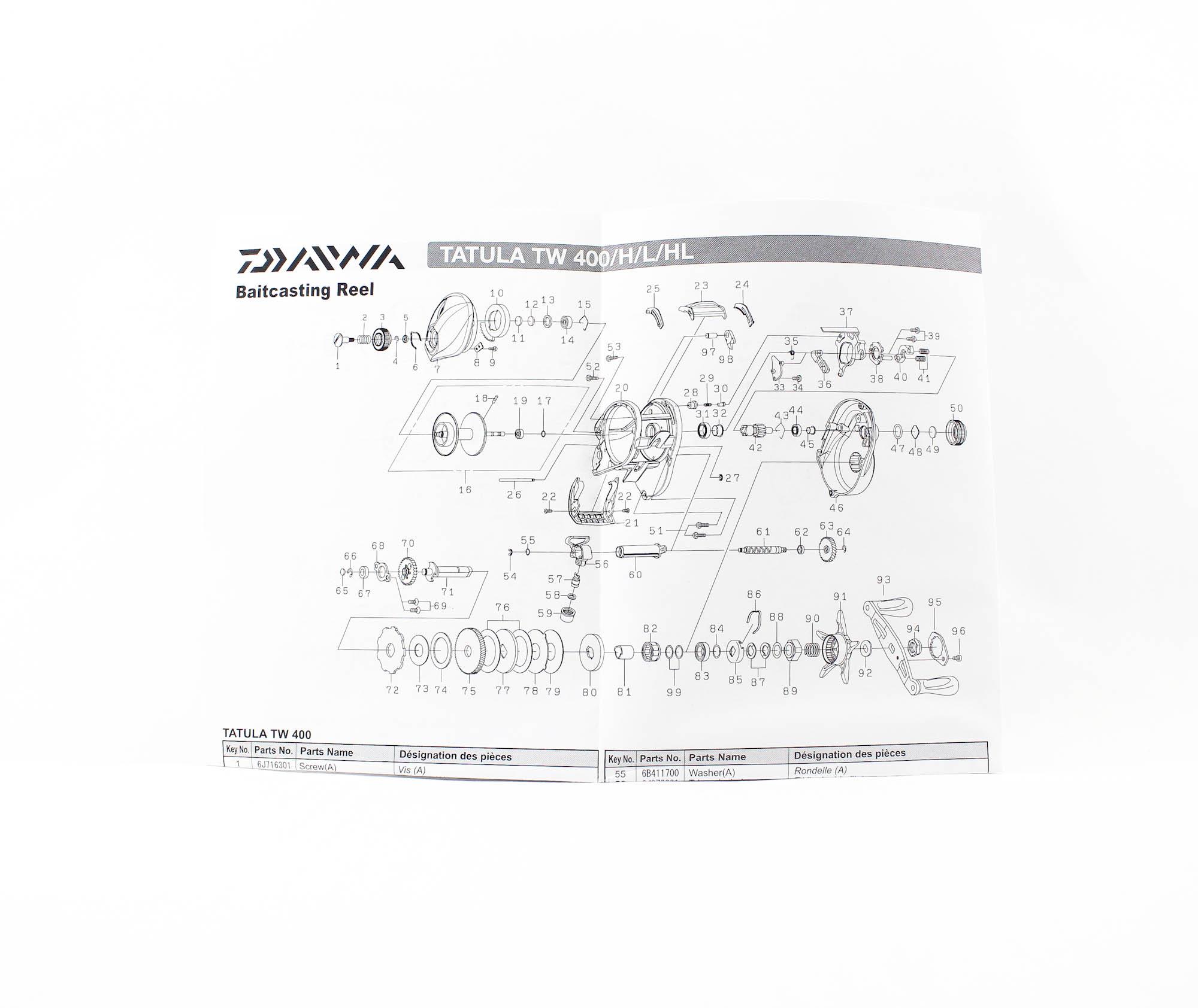 daiwa custom reel parts DRESS Handle for Daiwa/Shimano/Abu Garcia Bait Reel, Vertex 3.9 Goods Of Japan UU-DAIWA400H 5+1 Drag Washer System