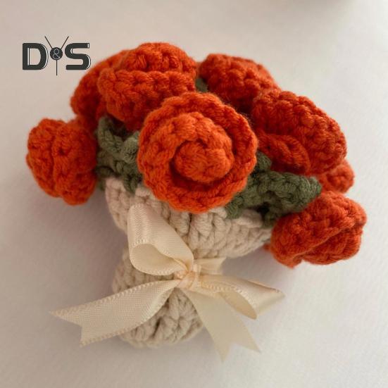 Porta-copos Buquê de Rosas de Crochê Resistente ao Calor DIY Feito à Mão Tricô Flor Caneca de Café Tapete para Copo Decoração de Mesa Bancada de Cozinha