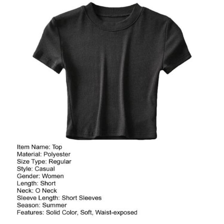 Women Casual Crop Top Summer Slim Fit Stretchy Solid Color Short Sleeve Waist Exposed Soft Breathable Lady T-shirt