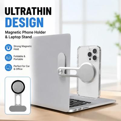 Magnetic Laptop Phone Holder Computer Monitor Side Cell Phone Foldable Display Expansion Phone Stand for Xiaomi iPhone Samsung