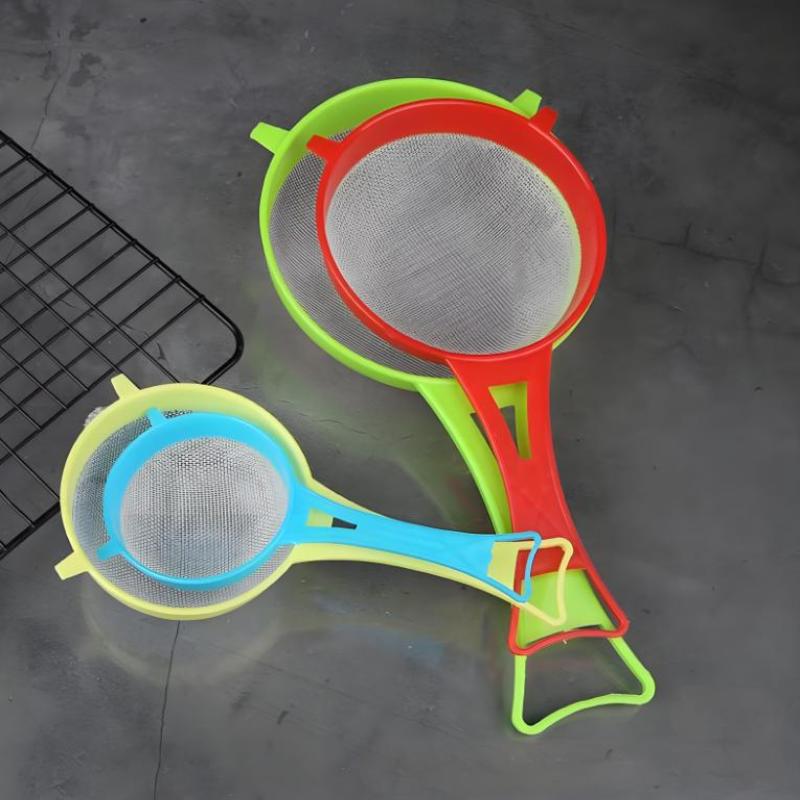 

4 шт. Многоцелевой сетчатый фильтр-сито для выпечки с ручкой, сито для муки, просеиватель, аксессуары для выпечки, легко фильтровать, кухонный инструмент разноцветный