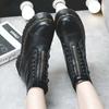 Women Boots Genuine Leather Platform Boots Motorcycle Shoes Front Zipper Optical Soles Fashion Sexy Punk Men Winter Boots 34-45