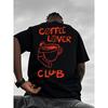 Men's Summer Casual T-Shirt with "Coffee Club" Print , Short Sleeve, Round Neck, Regular Fit, Everyday Tee | Comfortable