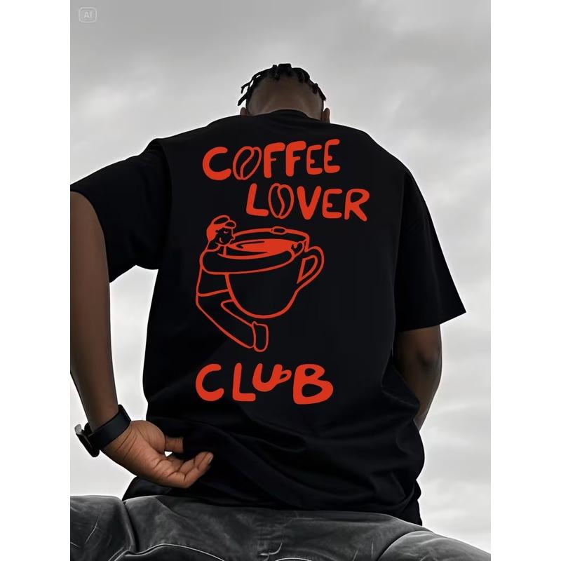 

Men s Summer Casual T-Shirt with Coffee Club Print , Short Sleeve, Round Neck, Regular Fit, Everyday Tee | Comfortable 4XL