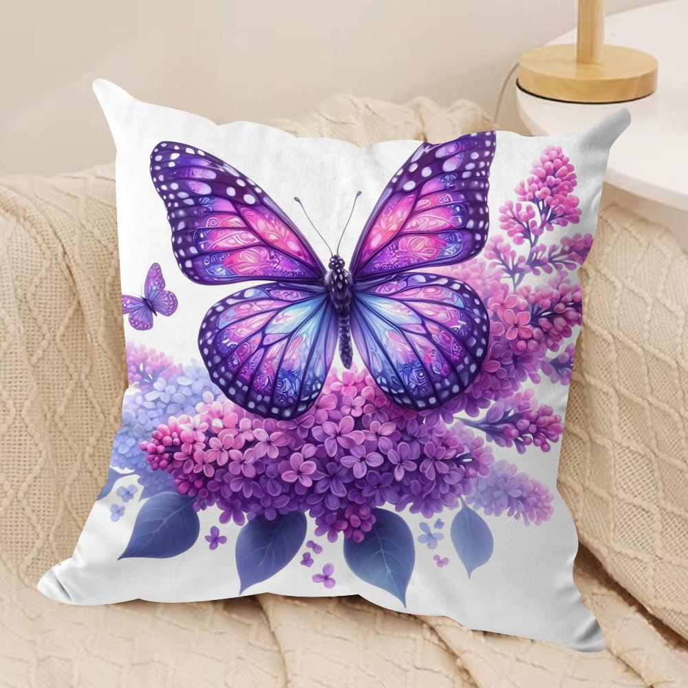 Watercolor butterfly Cushion Cover Soft Plush Fabric DoubleSided Printed Cushion Covers for All Seasons Modern HomeDecor Gift