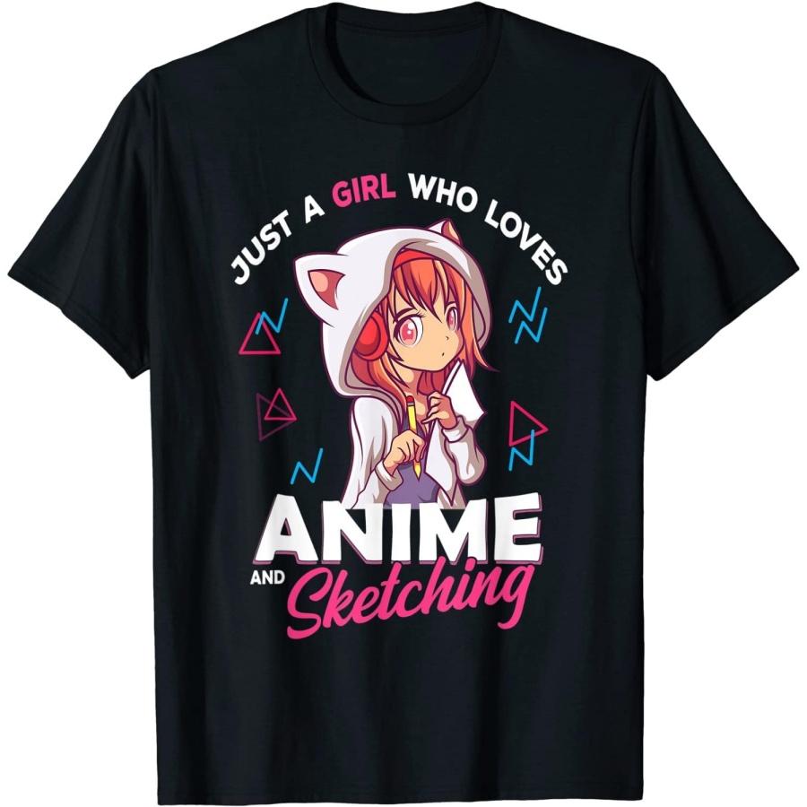 Just A Girl Who Loves Anime and Sketching Otaku Anime T-Shirt S