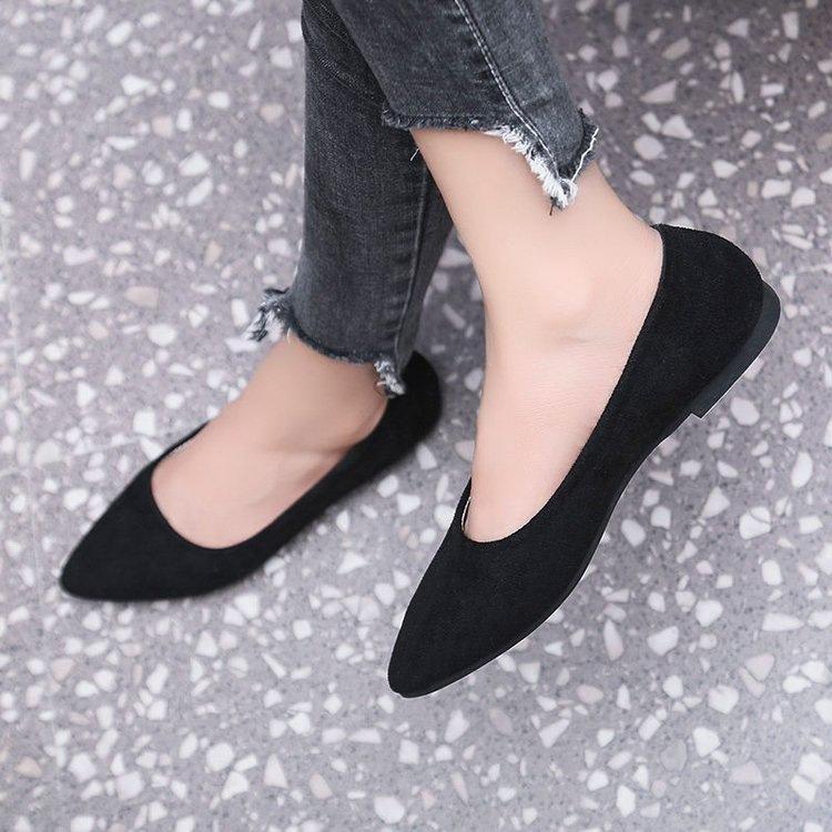 Autumn new pointed single shoes flat single shoes soft sole non-slip and wear-resistant suede