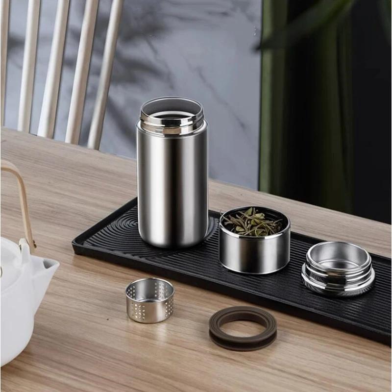 300/420ml Tea Separation Insulated Bottle, 304 Stainless Steel Vacuum Flask, Leak-Proof Tea Infuser Thermos for Office