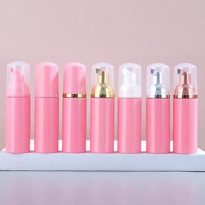 Botella dispensadora de mousse espumoso íntimo rosa de viaje de 60 ml para limpiador de pestañas