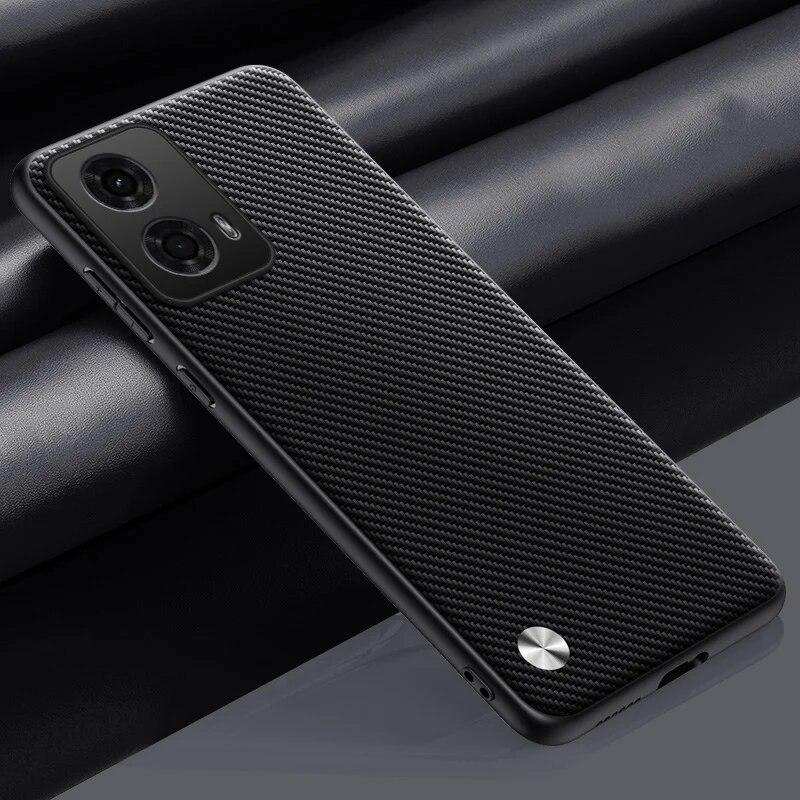 Luxury Plain PU Leather Case For Motorola G24 Back Cover Matte Silicone Full Protection Phone Case For Motorola Moto G24 4G G84 G54