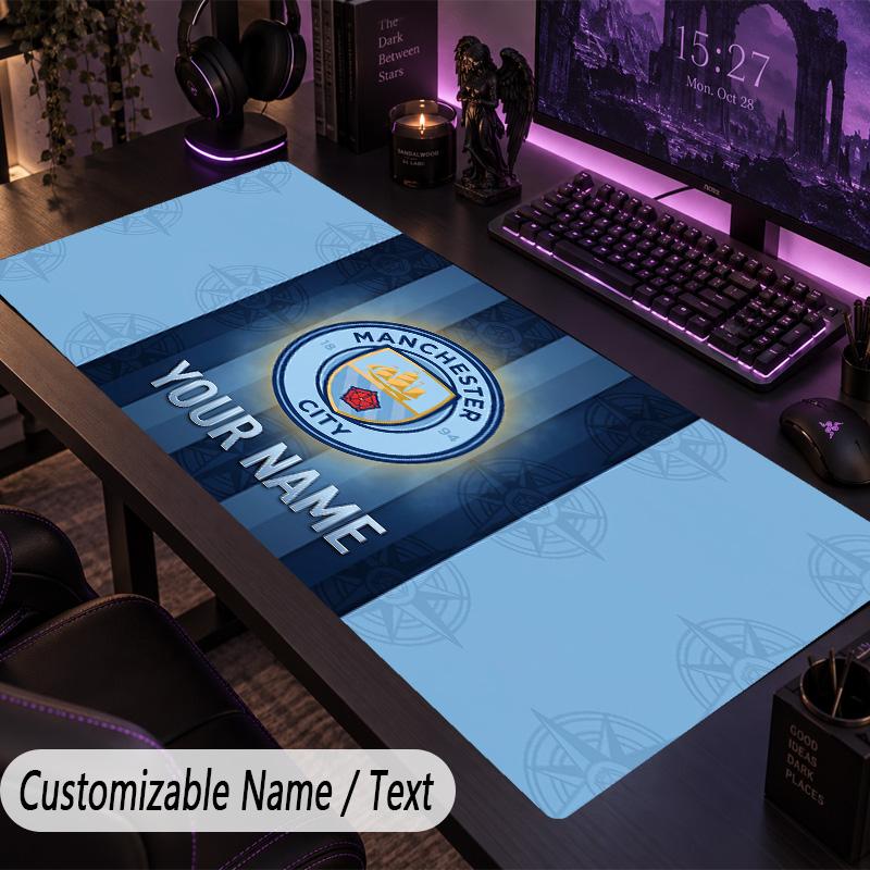 Custom Text Big Mousepad, Extended Desk Pad For Laptop Work GameManchester City