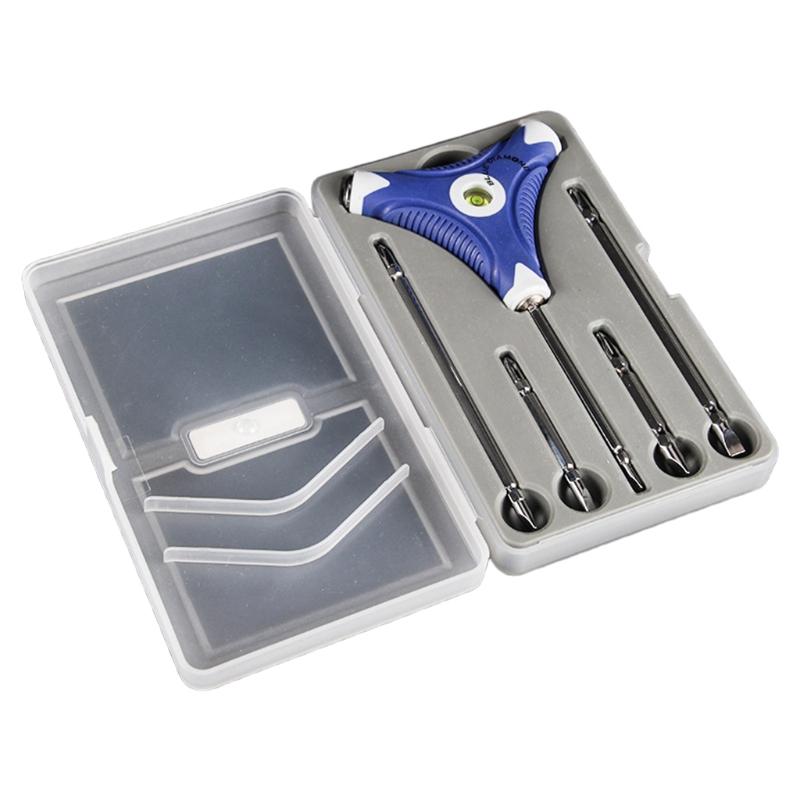 

Six in One Level Screwdriver Set High Toughness Replaceable for Head Multi-functional Tool-green/gray Color серый