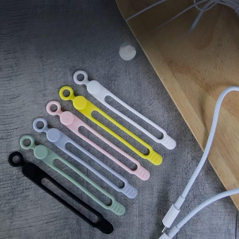 Cute Reusable Silicone Cable Ties, Elastic Wire Bundling Straps, Portable Travel Cord Organizer for Charging & Earphone Cables