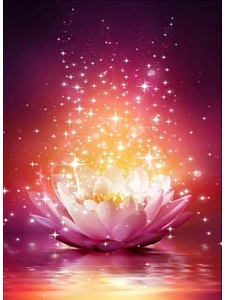 5DDIY Diamond Painting Flower   Full Round Square Diamond Embroidery Lotus Mosaic Picture Cross Embroidery Home Decoration