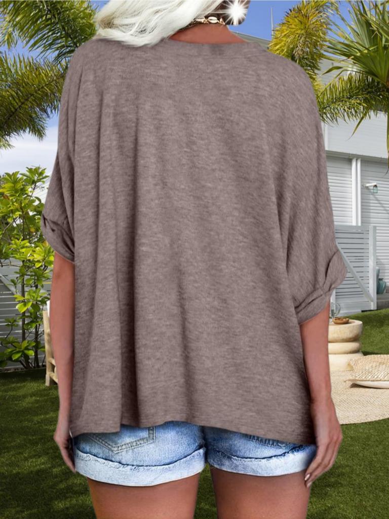 Women's V Neck Oversized Short Sleeve T Shirt Loose Summer Top