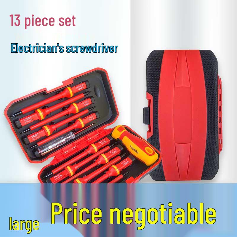 13-Piece Multi-Function Electrician Screwdriver Set, 1000V Insulated, Hardened Chrome-Vanadium Steel, Strong Magnetic Design