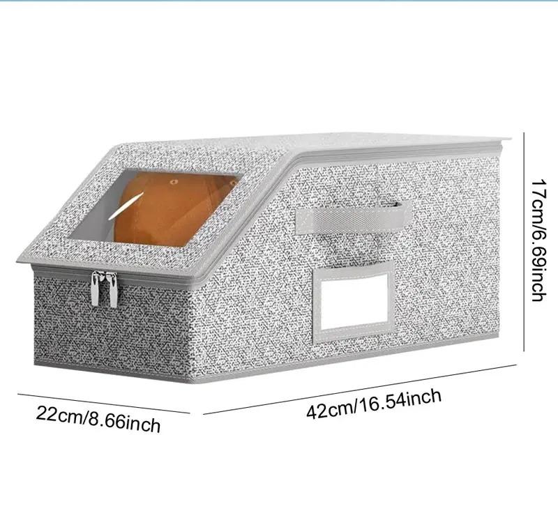 1PC Stackable Baseball Hat Storage Box Foldable,Non-woven Dustproof Storage Box for Home/Wardrobe/Travel,Great for Storage Displ
