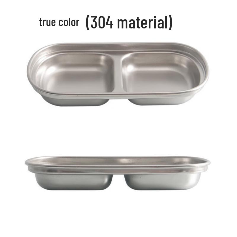 304 Stainless Steel Two-Compartment Dipping Sauce Dish Pack of 2