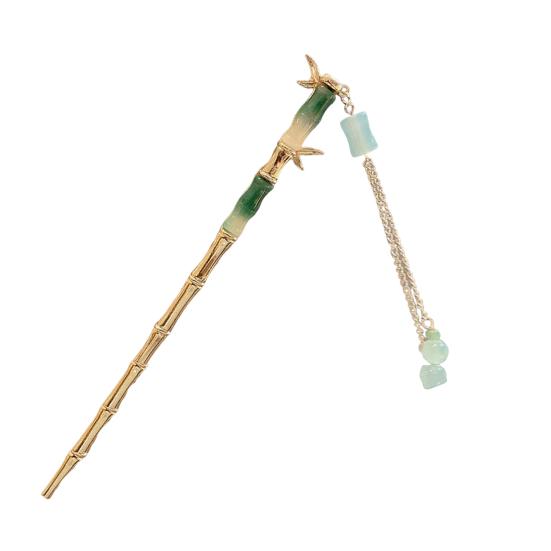 Hanfu Hair Stick Chinese Style Floral Women Hairpins Beads Tassel Decor Hair Fork Medium To Thick Hair Bun Accessories