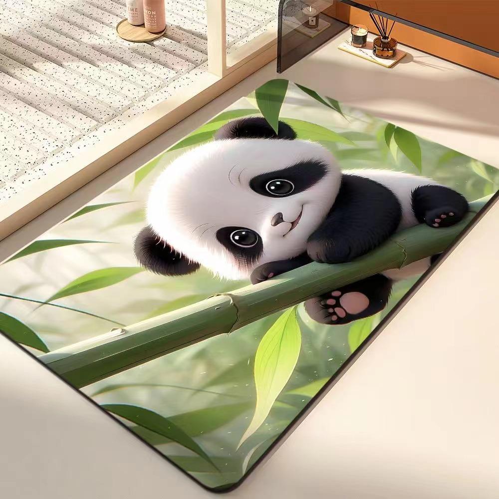 Cartoon Cute Panda Bathroom Floor Mat Household Toilet Non-slip Quick Dry Diatom Mud Door Mat Absorbent Soft Foot Mat
