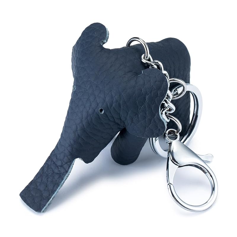 

[Yocipa] cute bag charm genuine leather elephant keychain leather stylish car key of keychain cute leather charm popular charms accessories (dark
