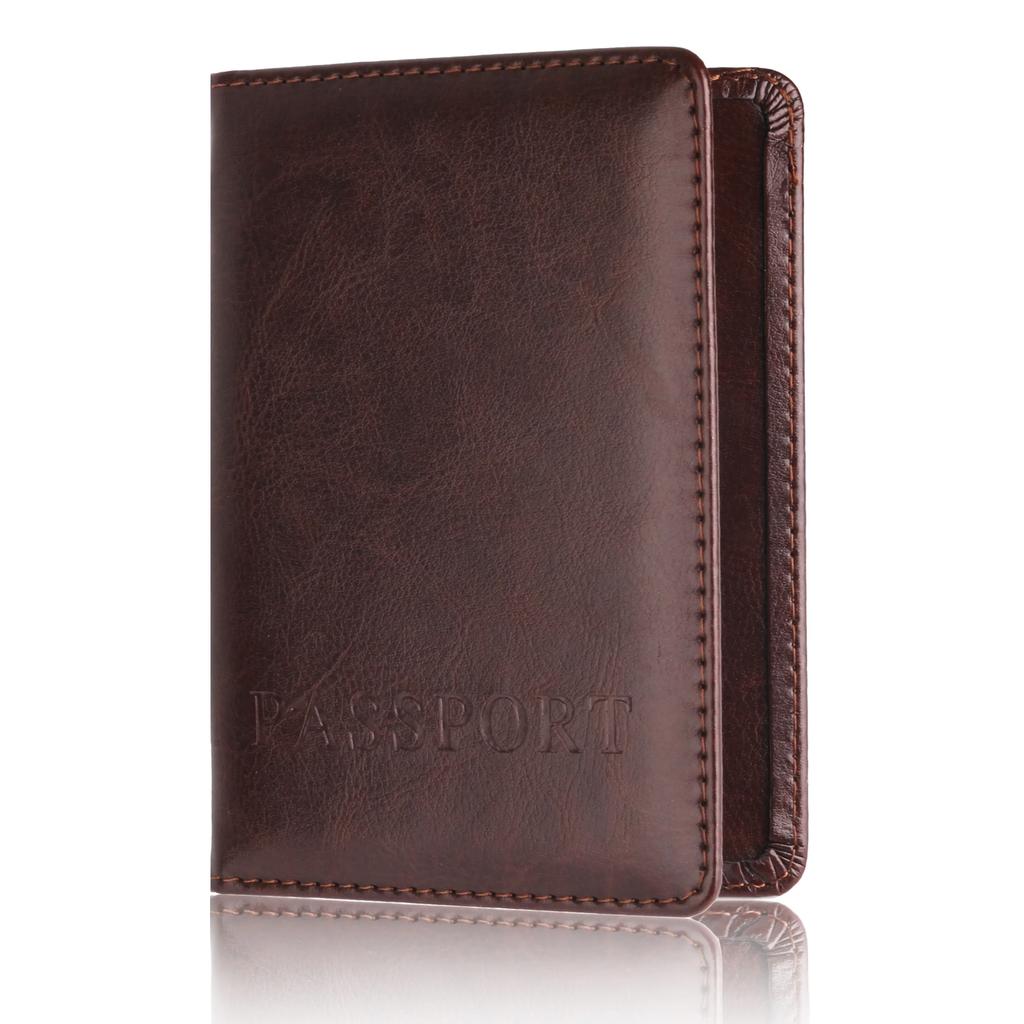 Unisex Simple PU Leather Travel Passport Holder Cover Case for Men Women Document Ticket Protective Multi-card Slot Storage Bag