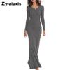 Herbst Neues Französisches Elegantes Stil Schlanke Passform Bodycon Langarm Strickkleid