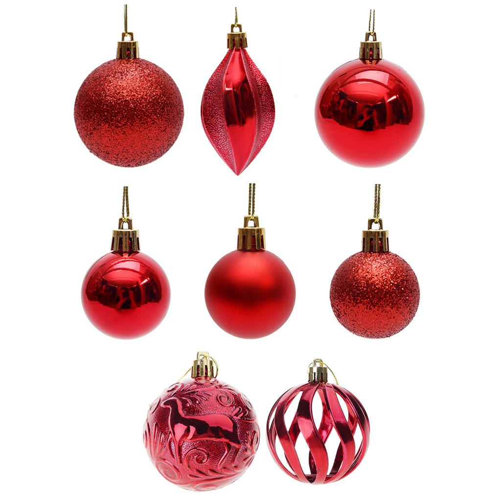 Festive Holiday Ornament Collection Shatter Proof Plastic Baubles Decorations Glittering Christmas Tree Pendants