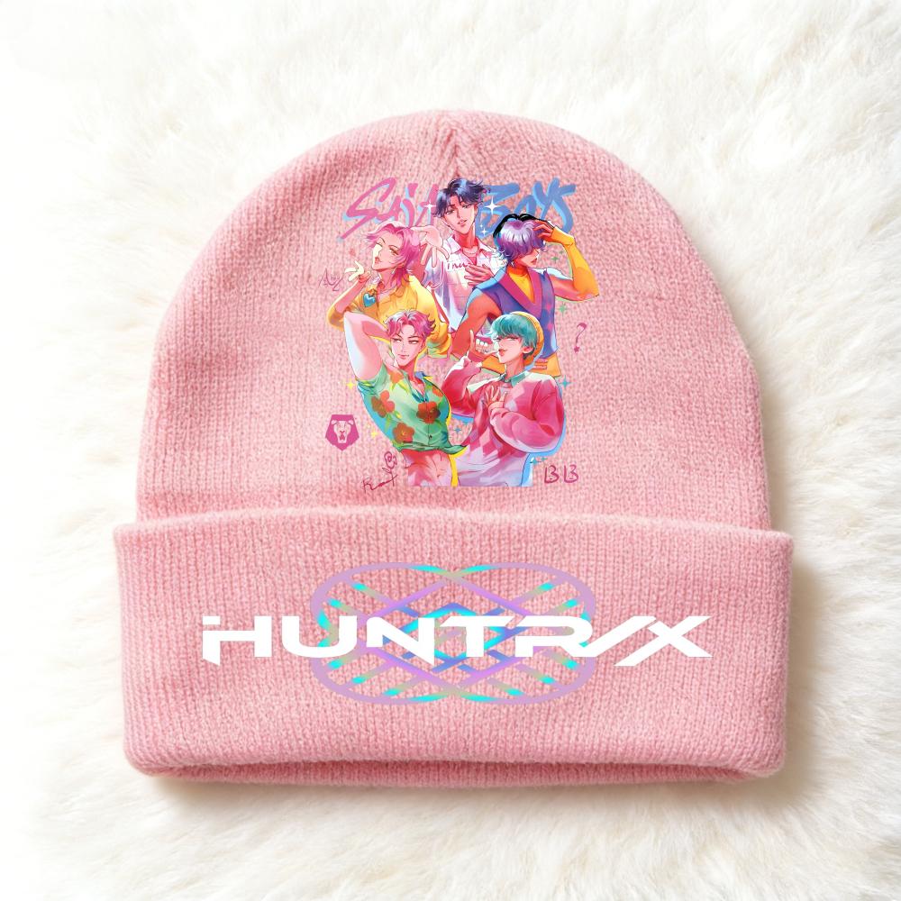 Berretto lavorato a maglia per bambini con stampa Anime Kpop Demon Hunters, Filato di lana, Stagione autunnale, Stagione fredda, Cappello alla moda per bambini, Copricapo, Abbigliamento